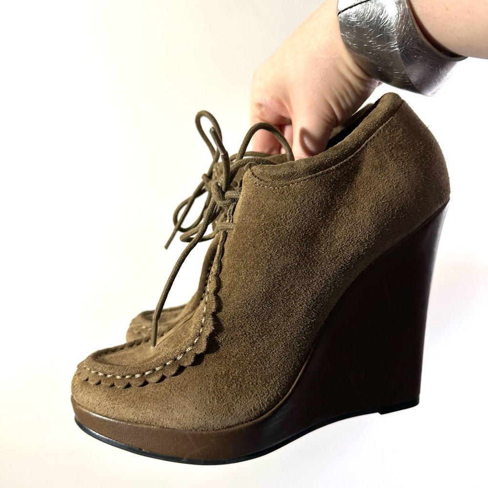 Minelli Tan Suede Wedge Shoes - Picture 4 of 16